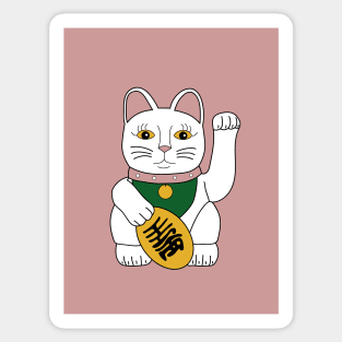 Maneki-Neko lucky cat pink Sticker